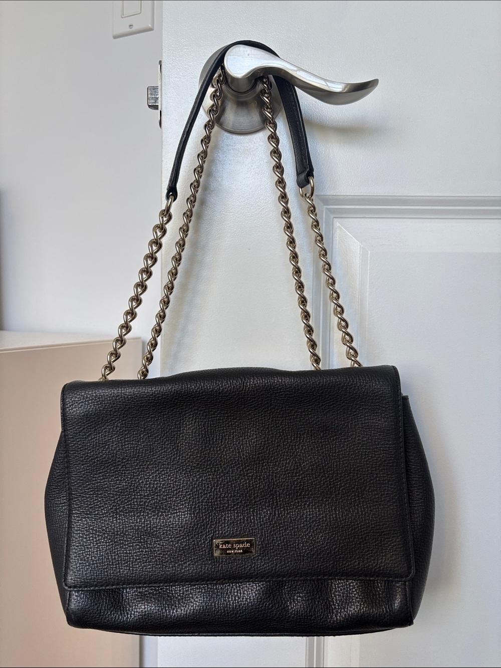 kate spade Black Pebbled Leather Chain Shoulder Bag